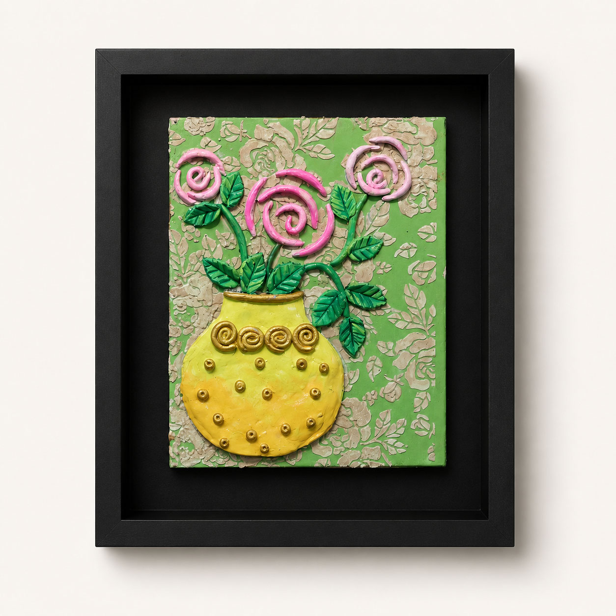 Whimsical Roses in Bloom – Handcrafted 3D Wall Art (Clay Art)